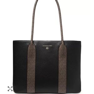 Michael Kors Austin Tote Large black and brown logo leather signature monogram
